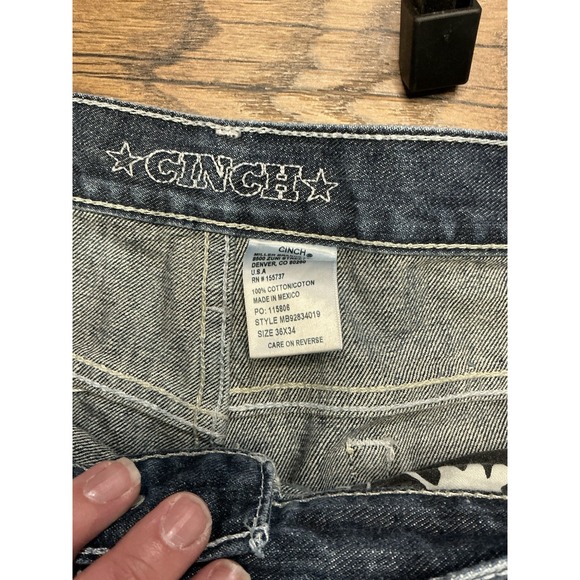 Cinch Men's White Label Relaxed Fit Dark Stonewash Jeans MB92834019 Size 36x34 - Picture 7 of 7